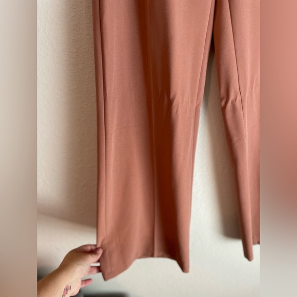 Shinestar Women's Wide Leg High Waist Pants in Peach Tan color size L - Picture 6 of 7